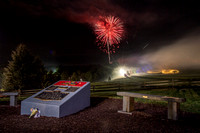 Fireworks over the 1969 Woodstock Festival Field after a performance by Santana on August 17, 2019.